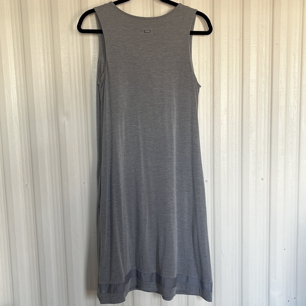 MPG Soft Gray Sleeveless Dress with Padded Bra Bodice Sheer Hem Trim‎ Womens M - Picture 3 of 7